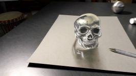 Drawing Human Skull3D ART Optical Illusion Halloween 2017