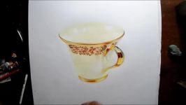 How to draw a gold rimmed cup  speed drawing  Prismacolor pencils