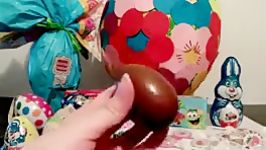 باز کردن تخم مرغ شانسی مدل خمیری گل دار دخترانه باز کردن یک عالمه شکلات شکلا