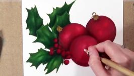 Drawing Christmas Holly Baubles Advent Day 20