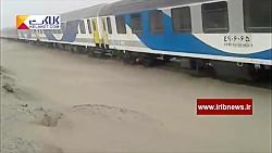 خروج قطار تهران زاهدان ریل به علت طوفان شن
