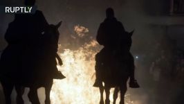 Horses purified by fire as part of 500yo tradition in Spain