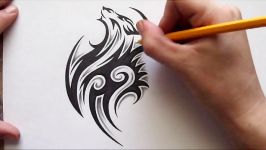 Pencil Shading Around Tribal Wolf Tattoo Design  Real Time