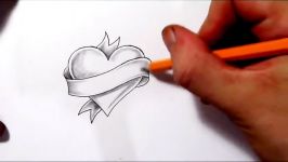 Heart and Banner Tattoo Design With Love  Quick Sketch