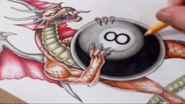 Drawing an Eight Ball Tattoo Design  Fierce Dragon Holding it