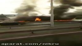 آتش گرفتن اتوبوس برونشهری در آزادراه تهران  کرج