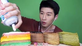 ASMR CREPE CAKE Rainbow Choco Tiramisu Green Tea Sticky Eating Sounds