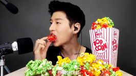 ASMR CANDIED RAINBOW POPCORN Extreme Crunchy Eating Sounds  Zach Choi ASMR