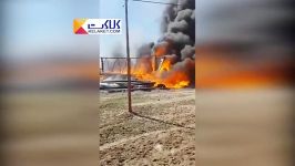آتش گرفتن تریلی در تصادف جاده تبریز
