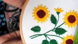 Hand Embroidery sunflower design by Nakshi Kantha World