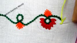 Hand Embroidery Moti tanka satin stitch Border line design