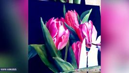 روش آسان نقاشی گل ها رنگ اکریلیک