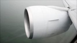 Boeing 777. GE90 Jet Engine. Reverse Thrust on Wet Runway. Hong Kong