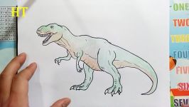 Dinosaur drawing step by step  How to draw T Rex and coloring pages