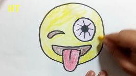 How To Draw The Crazy Face Emoji step by step for kids