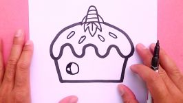 How to draw a cute unicorn cupcake Draw Cute Things