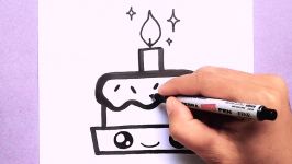 How to draw a cute birthday cake Draw cute things