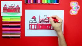 How to draw Red Fort New Delhi