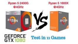 AMD Ryzen 5 2400G vs Ryzen 5 1600X Featuring Nvidia GTX 1080