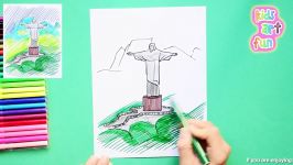 How to draw Christ Redeemer Rio De Janeiro Brazil