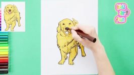 how to draw and color a Golden Retriever  Learn to make dogs series