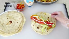 برگر مرغ نان لواش خانگی Tasty Chicken Wrap With Homemade Tortilla Recipe