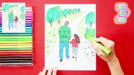 How to draw Fathers Day  father and daughter