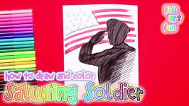 How to draw and color Saluting Soldier  USA Independence Day Special