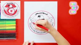 How to draw and color Tunisia National Football Team Logo