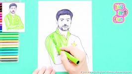 How to draw and color Mohammad Amir Pakistani Cricketer