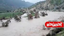 طغیان رودخانه شیرین کنار روستای مهرنجان ممسنی