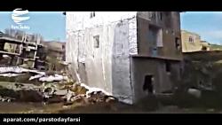 فرو ریختن یک ساختمان 3 طبقه در روستای حسین‌آباد کالپوش سمنان