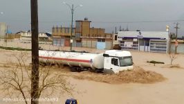 قدرت نمایی بنز نفتکش در میان سیل خروشان خرم آباد