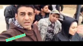 حضور بهاره افشاری چکمه بارانی در مناطق سیل زده