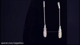 گوشواره آویزدار بلند منگوله دار کریستال آودن خاکستری Swarovski آبکاری پلاتین