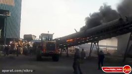 آتش سوزی مهیب در کارخانه کنسانتره شرکت توسعه ملی سنگان خواف
