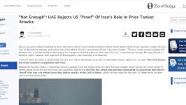 Not Enough UAE Rejects US Proof Of Irans Role In Prior Tanker Attacks