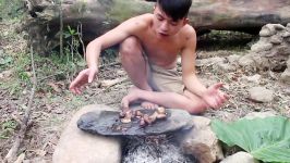 پختن گوشت بر روی سنگ در طبیعت