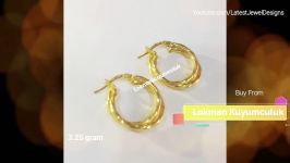 طلا  دستبند طلا  گلو بند طلا انگشتر طلا New 22K Gold Hoop earrings with