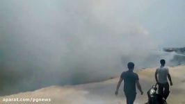 آتش سوزی لنج در بندر نخل تقی