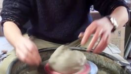 هنر سفال گری   Making Throwing a Spherical shaped Pottery vase on the wheel