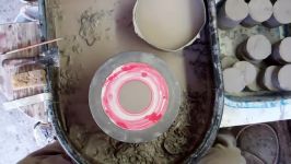 هنر سفال گری  Making a Pottery Flower Shaped Bowl on the Wheel Overhead View