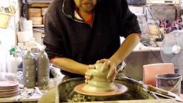 هنر سفال گری  Making a Long Necked Pottery Vase on the Wheel.