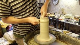 هنر سفال گری  Making some cylindrical Pottery vases on the Wheel