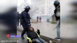 برخورد وحشیانه پلیس فرانسه زن معترض  حقوق لجن