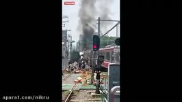 برخورد قطار کامیون در توکیو پایتخت ژاپن