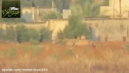انهدام هویتزر ارتش سوریه موشک هدایت شونده تروریست‌های جیش العزه در شمال حماه