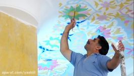 طراحی نقاشی مینیاتور روی سقف دیواری  گروه هنری یاشیل