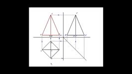 تصویر سه نمای یک هرم چهار ضلعی منتظم