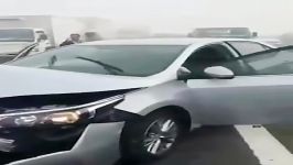 تصادف زنجیره‌ای وحشتناك ۱۵۰ اتومبیل در اتوبان ابوظبی